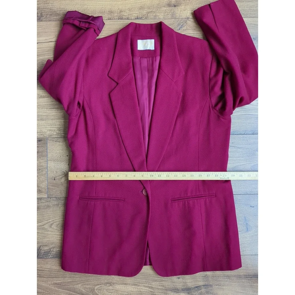 VTG Pendleton‎ Womens Sz 10 Single Button Deep Red Blazer Made In USA